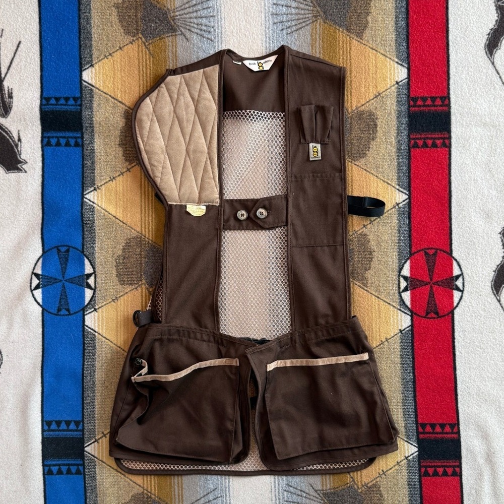 Bob Allen Mens Shooting Vest Brown Mesh Back Quilted Gun Pad Hunting Size Medium